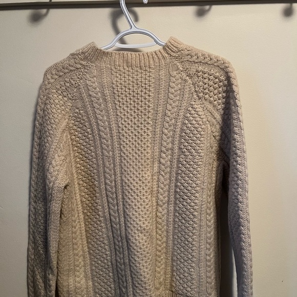Women’s fisherman wool knit cream Cable Knit Sweater coastal grandma - Picture 2 of 2
